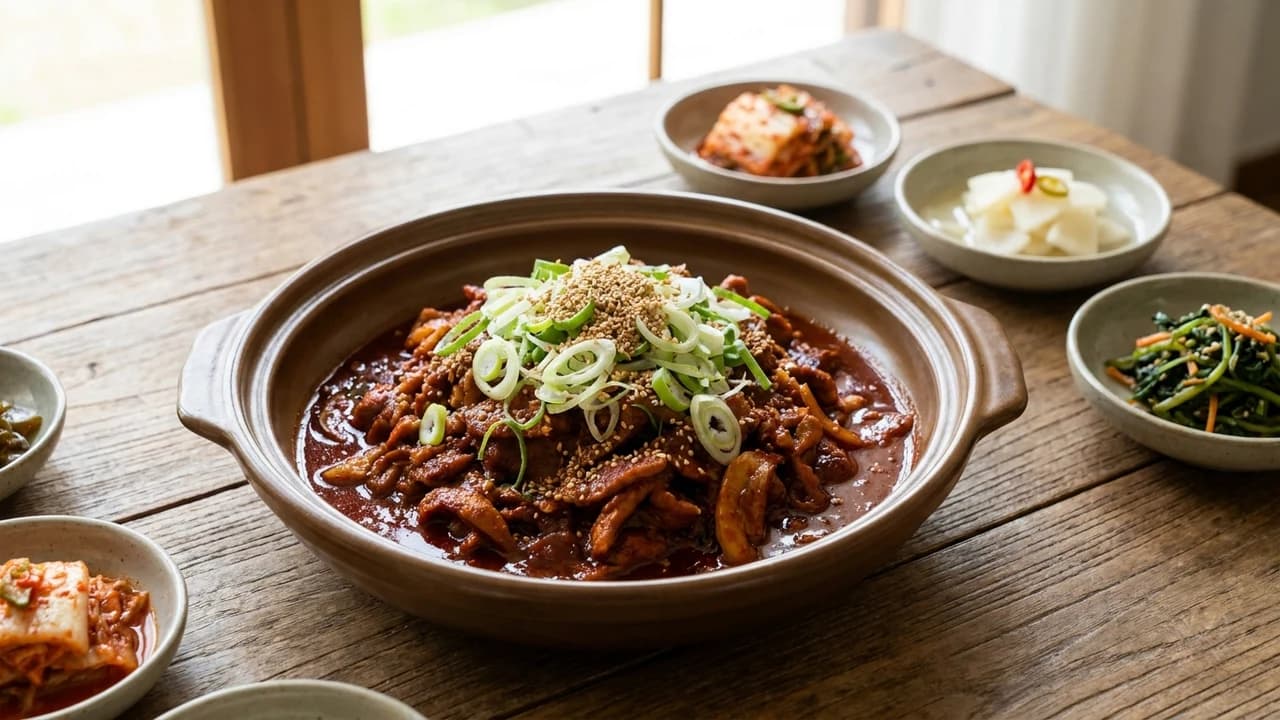 자작하게 졸인 오리 불고기 조림
