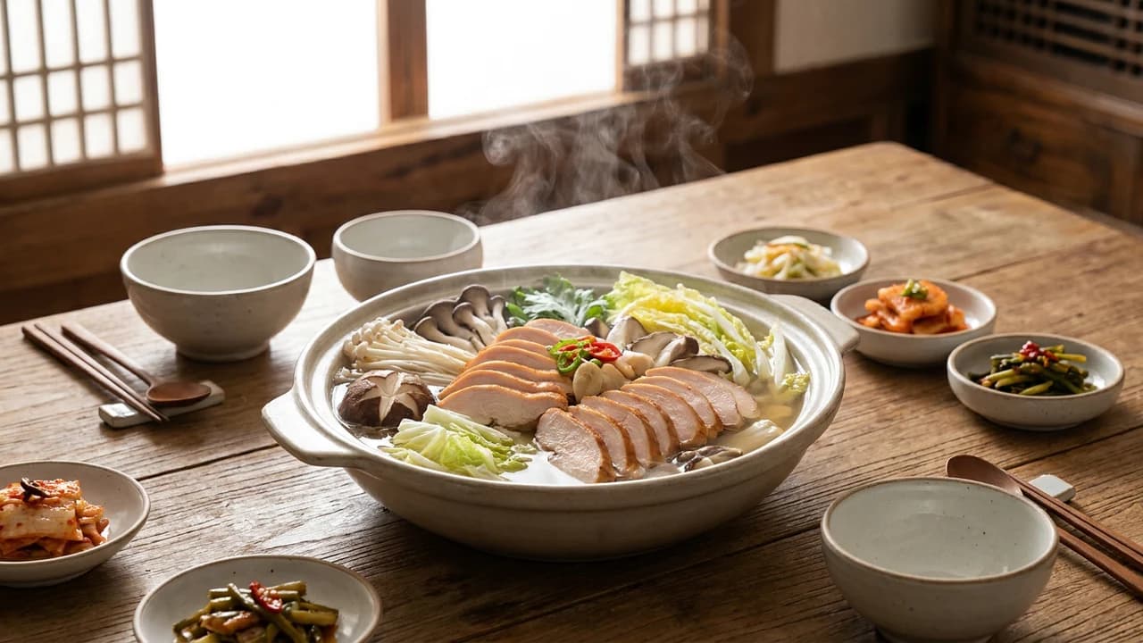 훈제 닭가슴살 전골 한 냄비